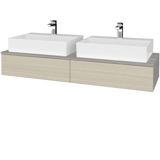 Waschtischunterschrank JOCKAM SZZ2 140 (mit Waschtisch Kube)  - D01 Beton - D04 Eiche - Nein