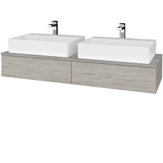 Waschtischunterschrank JOCKAM SZZ2 140 (mit Waschtisch Kube)  - D01 Beton - D05 Oregon - Nein