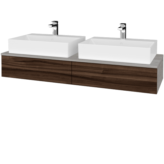 Waschtischunterschrank JOCKAM SZZ2 140 (mit Waschtisch Kube)  - D01 Beton - D06 Nussbaum - Nein