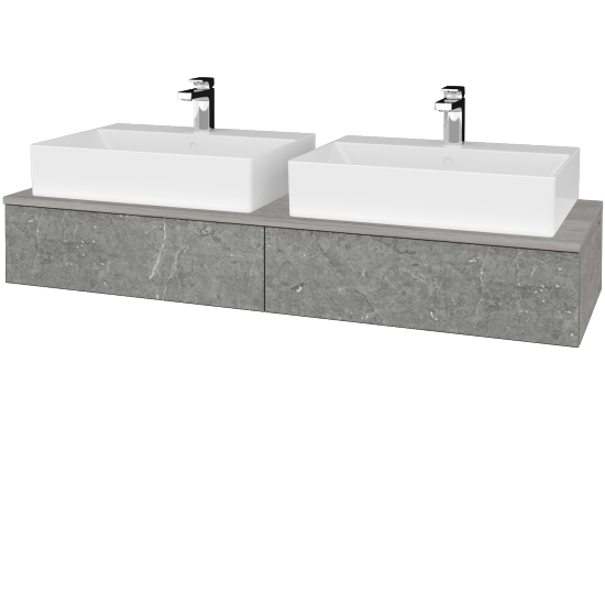 Waschtischunterschrank JOCKAM SZZ2 140 (mit Waschtisch Kube)  - D01 Beton - D20 Galaxy - Nein