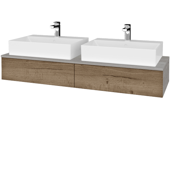 Waschtischunterschrank JOCKAM SZZ2 140 (mit Waschtisch Kube)  - D01 Beton - D21 Tobacco - Nein