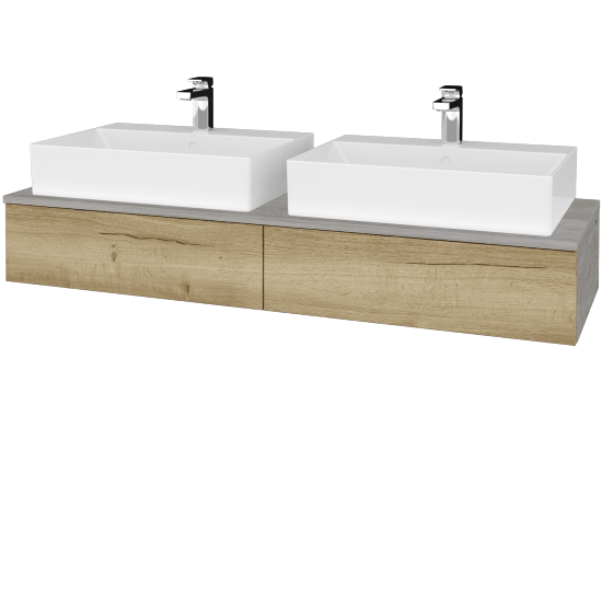 Waschtischunterschrank JOCKAM SZZ2 140 (mit Waschtisch Kube)  - D01 Beton - D26 Ontario - Nein