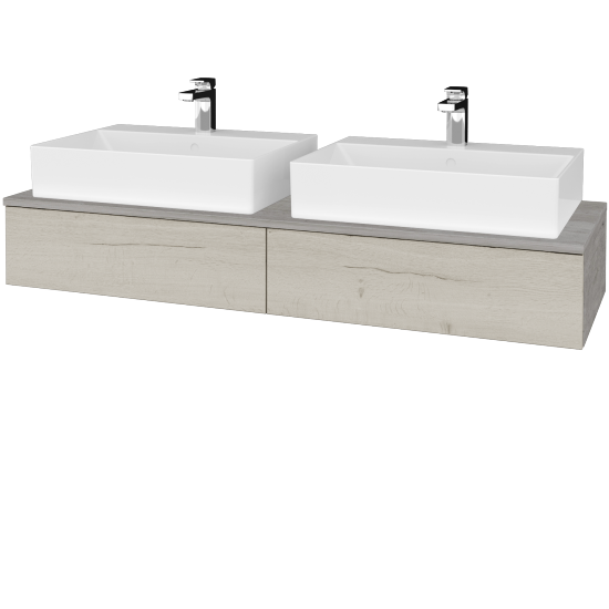 Waschtischunterschrank JOCKAM SZZ2 140 (mit Waschtisch Kube)  - D01 Beton - D28 Alberta - Nein