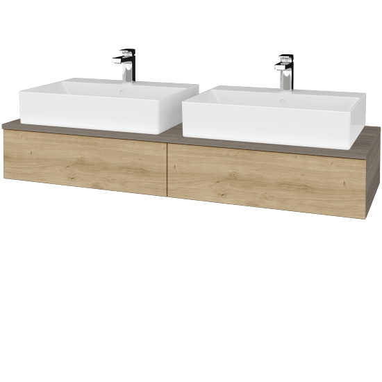 Waschtischunterschrank JOCKAM SZZ2 140 (mit Waschtisch Kube)  - D03 Cafe - D22 Caramel - Nein