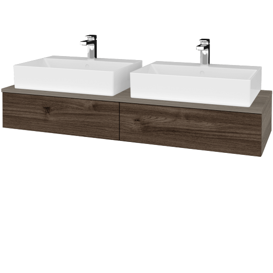 Waschtischunterschrank JOCKAM SZZ2 140 (mit Waschtisch Kube)  - D03 Cafe - D25 Teak - Nein