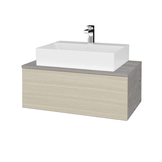 Waschtischunterschrank JOCKAM SZZ1 80 (Waschtisch Kube)  - D01 Beton - D04 Eiche - Nein