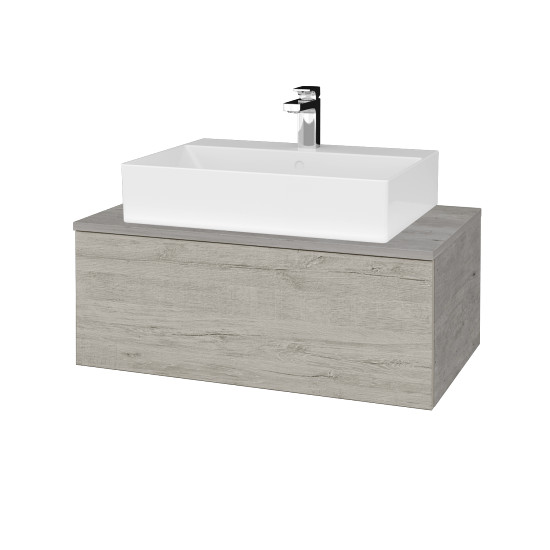 Waschtischunterschrank JOCKAM SZZ1 80 (Waschtisch Kube)  - D01 Beton - D05 Oregon - Nein