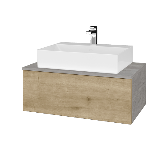 Waschtischunterschrank JOCKAM SZZ1 80 (Waschtisch Kube)  - D01 Beton - D09 Eiche Arlington - Nein