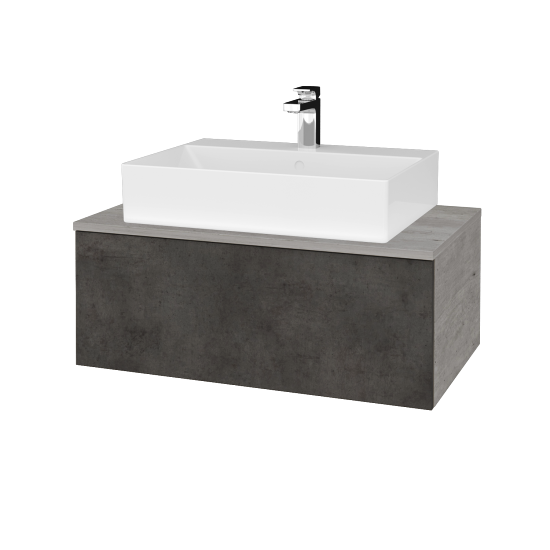 Waschtischunterschrank JOCKAM SZZ1 80 (Waschtisch Kube)  - D01 Beton - D16 Dark Beton - Nein