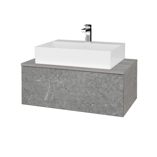 Waschtischunterschrank JOCKAM SZZ1 80 (Waschtisch Kube)  - D01 Beton - D20 Galaxy - Nein