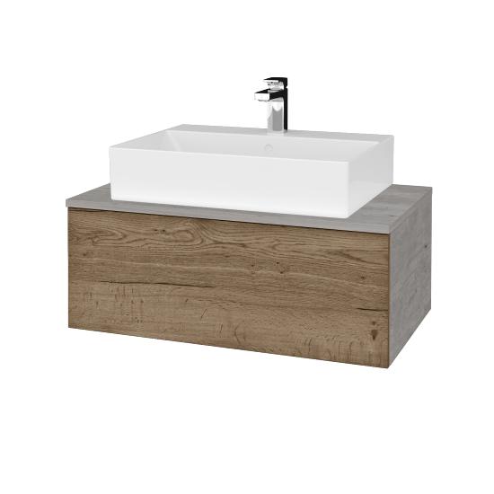 Waschtischunterschrank JOCKAM SZZ1 80 (Waschtisch Kube)  - D01 Beton - D21 Tobacco - Nein
