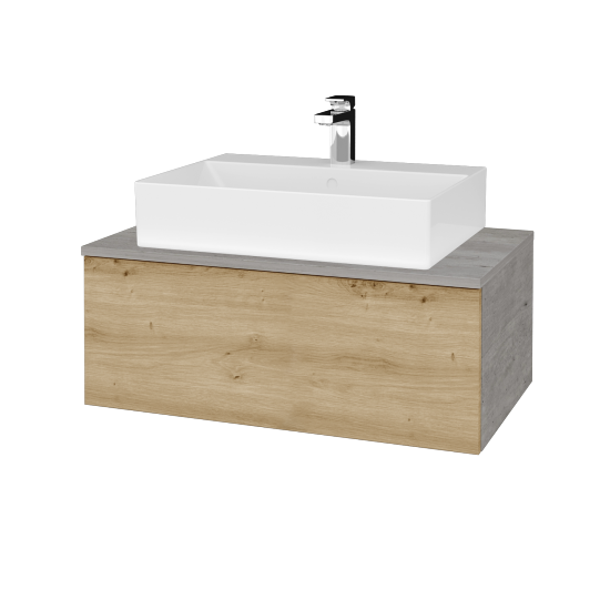 Waschtischunterschrank JOCKAM SZZ1 80 (Waschtisch Kube)  - D01 Beton - D22 Eiche Caramel - Nein