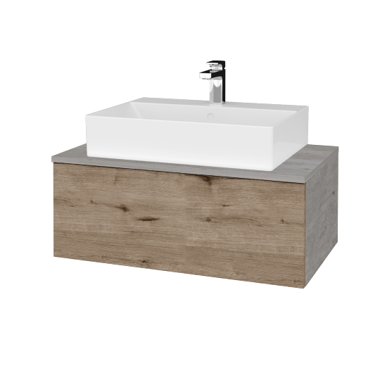 Waschtischunterschrank JOCKAM SZZ1 80 (Waschtisch Kube)  - D01 Beton - D23 Eiche Herkules - Nein