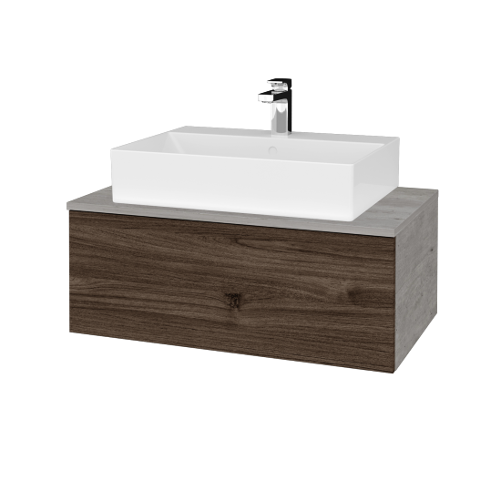 Waschtischunterschrank JOCKAM SZZ1 80 (Waschtisch Kube)  - D01 Beton - D25 Teak - Nein