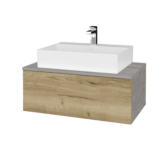 Waschtischunterschrank JOCKAM SZZ1 80 (Waschtisch Kube)  - D01 Beton - D26 Ontario - Nein