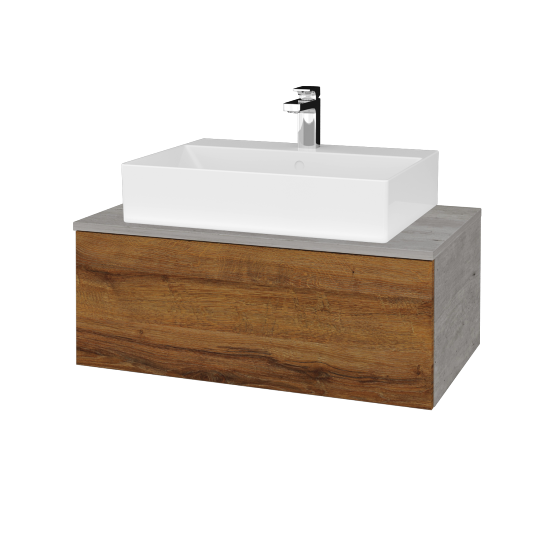 Waschtischunterschrank JOCKAM SZZ1 80 (Waschtisch Kube)  - D01 Beton - D27 Cognac - Nein