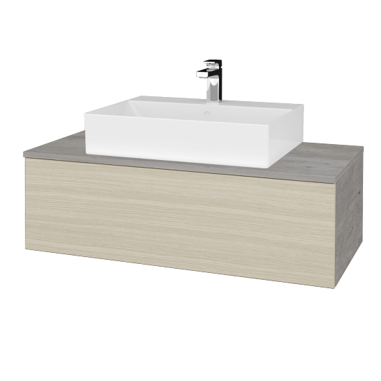 Waschtischunterschrank JOCKAM SZZ1 100 (Waschtisch Kube)  - D01 Beton - D04 Eiche - Nein