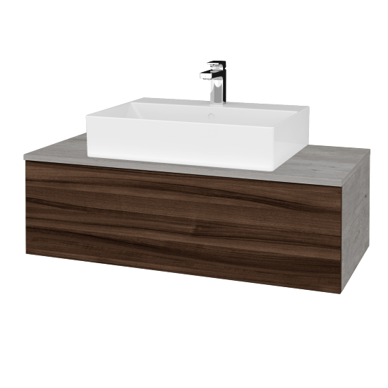 Waschtischunterschrank JOCKAM SZZ1 100 (Waschtisch Kube)  - D01 Beton - D06 Nussbaum - Nein
