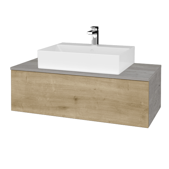 Waschtischunterschrank JOCKAM SZZ1 100 (Waschtisch Kube)  - D01 Beton - D09 Eiche Arlington - Nein