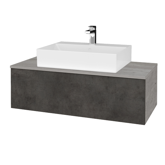 Waschtischunterschrank JOCKAM SZZ1 100 (Waschtisch Kube)  - D01 Beton - D16 Dark Beton - Nein
