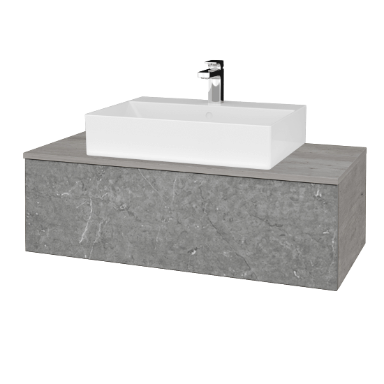 Waschtischunterschrank JOCKAM SZZ1 100 (Waschtisch Kube)  - D01 Beton - D20 Galaxy - Nein
