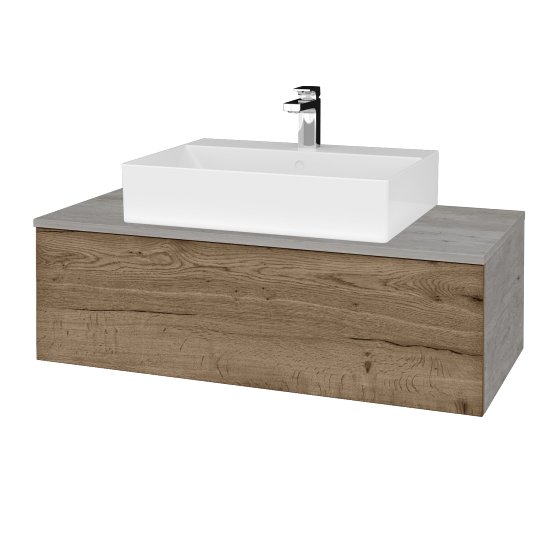 Waschtischunterschrank JOCKAM SZZ1 100 (Waschtisch Kube)  - D01 Beton - D21 Tobacco - Nein
