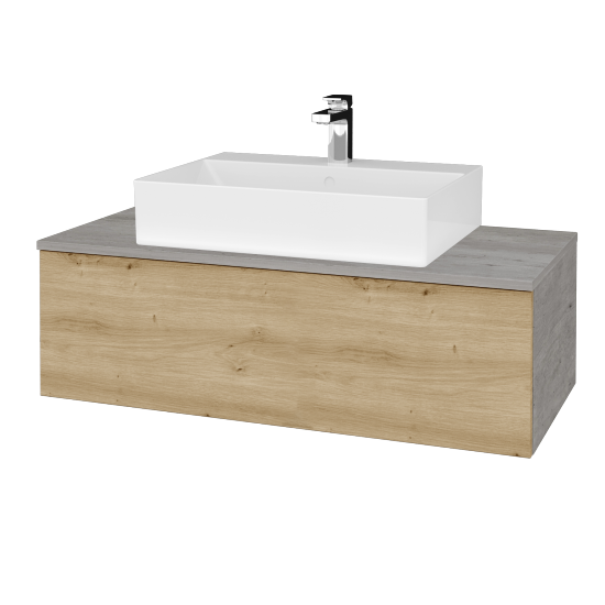 Waschtischunterschrank JOCKAM SZZ1 100 (Waschtisch Kube)  - D01 Beton - D22 Eiche Caramel - Nein