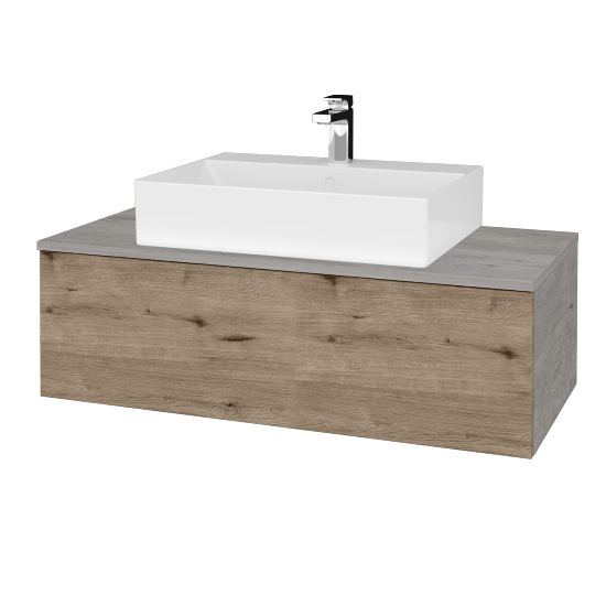 Waschtischunterschrank JOCKAM SZZ1 100 (Waschtisch Kube)  - D01 Beton - D23 Eiche Herkules - Nein