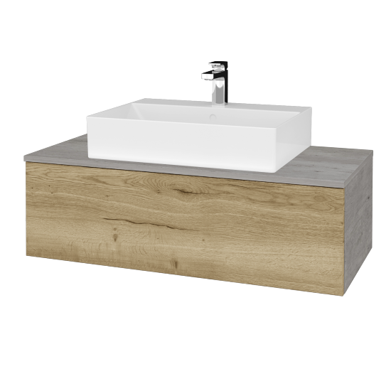 Waschtischunterschrank JOCKAM SZZ1 100 (Waschtisch Kube)  - D01 Beton - D26 Ontario - Nein