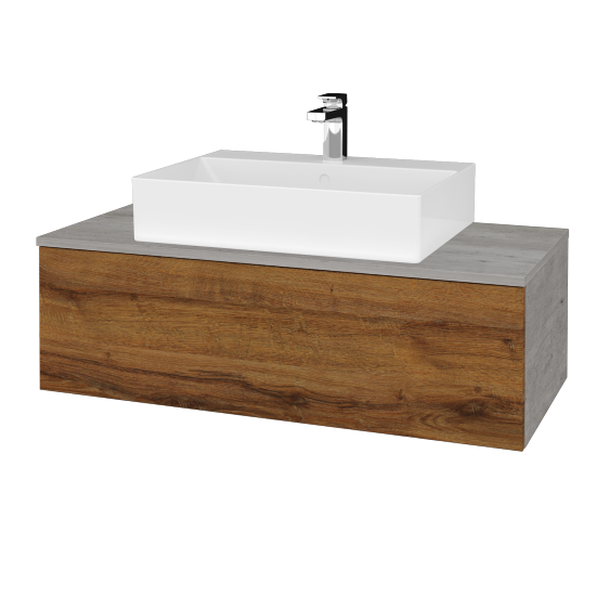 Waschtischunterschrank JOCKAM SZZ1 100 (Waschtisch Kube)  - D01 Beton - D27 Cognac - Nein