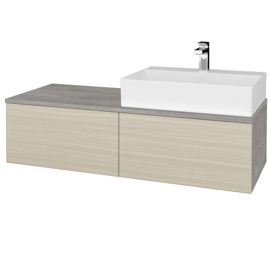 Waschtischunterschrank JOCKAM SZZ12 120 (mit Waschtisch Kube)  - D01 Beton - D04 Eiche - Links - Nein