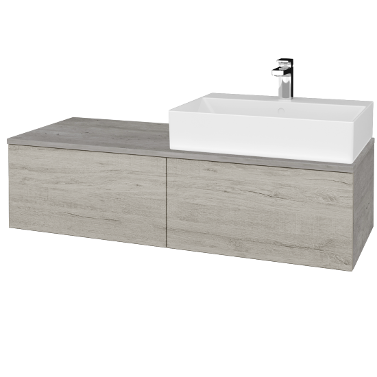 Waschtischunterschrank JOCKAM SZZ12 120 (mit Waschtisch Kube)  - D01 Beton - D05 Oregon - Links - Nein