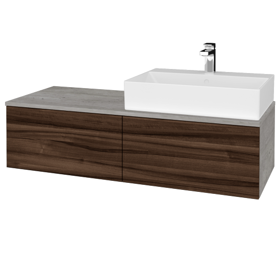 Waschtischunterschrank JOCKAM SZZ12 120 (mit Waschtisch Kube)  - D01 Beton - D06 Nussbaum - Links - Nein