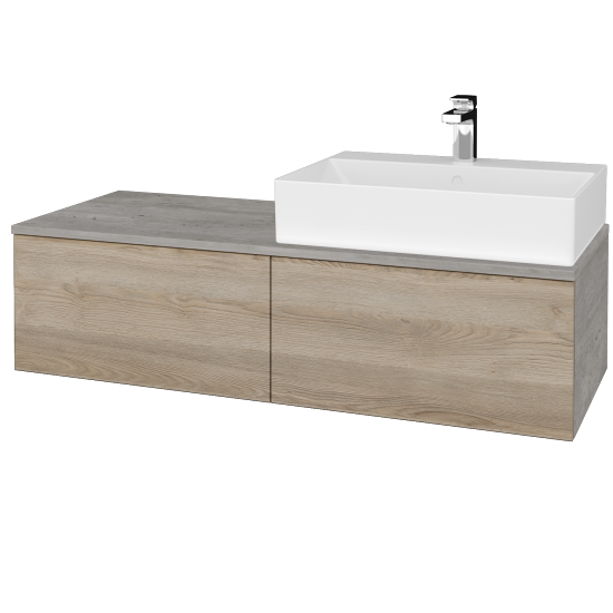 Waschtischunterschrank JOCKAM SZZ12 120 (mit Waschtisch Kube)  - D01 Beton - D17 Eiche Colorado - Links - Nein