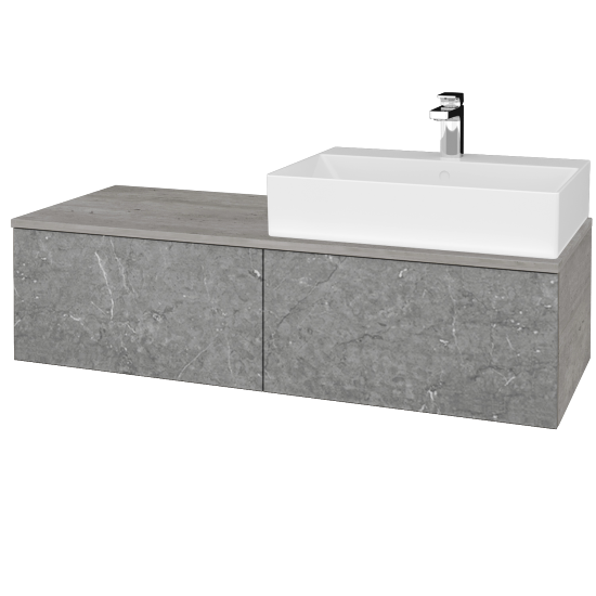 Waschtischunterschrank JOCKAM SZZ12 120 (mit Waschtisch Kube)  - D01 Beton - D20 Galaxy - Links - Nein