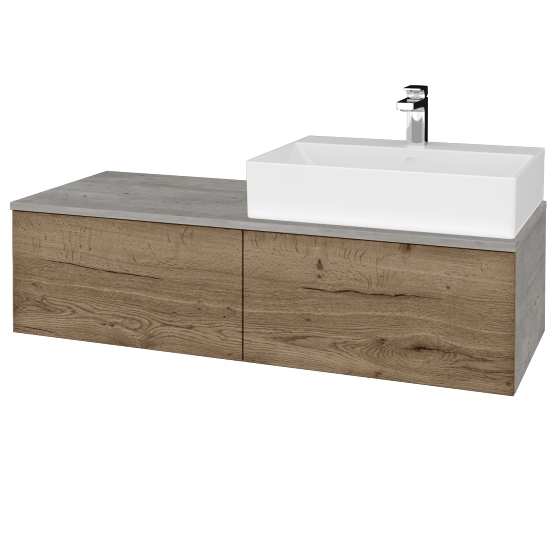 Waschtischunterschrank JOCKAM SZZ12 120 (mit Waschtisch Kube)  - D01 Beton - D21 Tobacco - Links - Nein