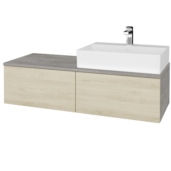 Waschtischunterschrank JOCKAM SZZ12 120 (mit Waschtisch Kube)  - D01 Beton - D24 Ohio - Links - Nein
