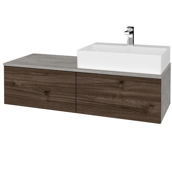 Waschtischunterschrank JOCKAM SZZ12 120 (mit Waschtisch Kube)  - D01 Beton - D25 Teak - Links - Nein