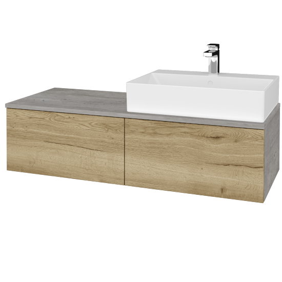 Waschtischunterschrank JOCKAM SZZ12 120 (mit Waschtisch Kube)  - D01 Beton - D26 Ontario - Links - Nein