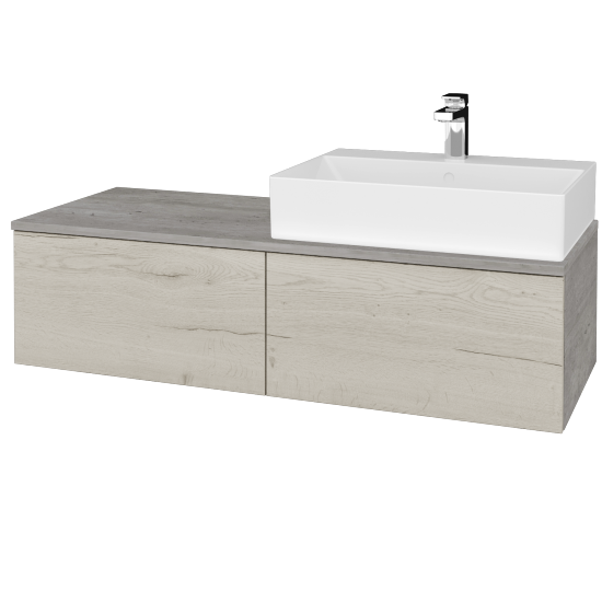 Waschtischunterschrank JOCKAM SZZ12 120 (mit Waschtisch Kube)  - D01 Beton - D28 Alberta - Links - Nein