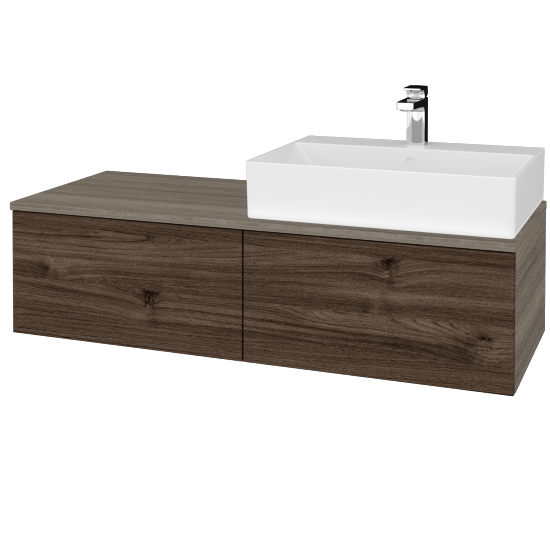 Waschtischunterschrank JOCKAM SZZ12 120 (mit Waschtisch Kube)  - D03 Cafe - D25 Teak - Links - Nein