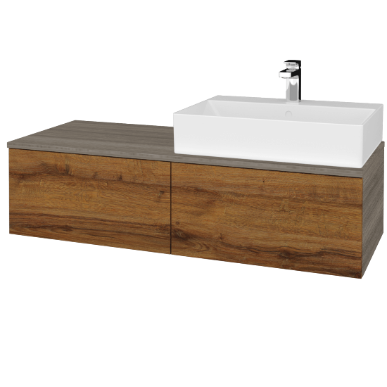 Waschtischunterschrank JOCKAM SZZ12 120 (mit Waschtisch Kube)  - D03 Cafe - D27 Cognac - Links - Nein