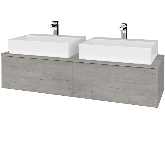 Waschtischunterschrank JOCKAM SZZ12 140 (mit Waschtisch Kube)  - D01 Beton - D01 Beton