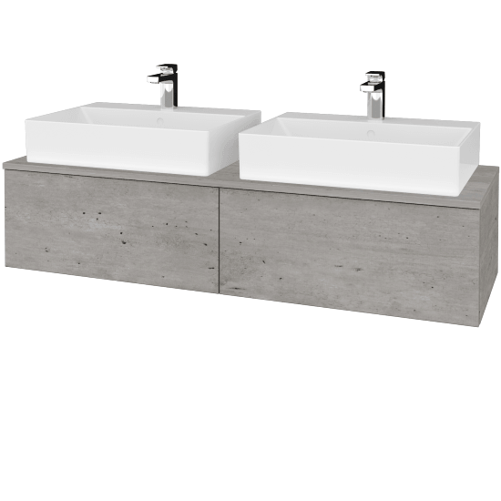 Waschtischunterschrank JOCKAM SZZ12 140 (mit Waschtisch Kube)  - D01 Beton - D01 Beton - Nein