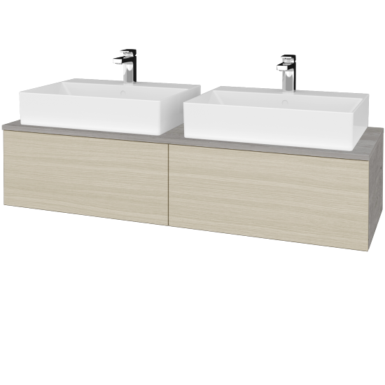 Waschtischunterschrank JOCKAM SZZ12 140 (mit Waschtisch Kube)  - D01 Beton - D04 Eiche - Nein