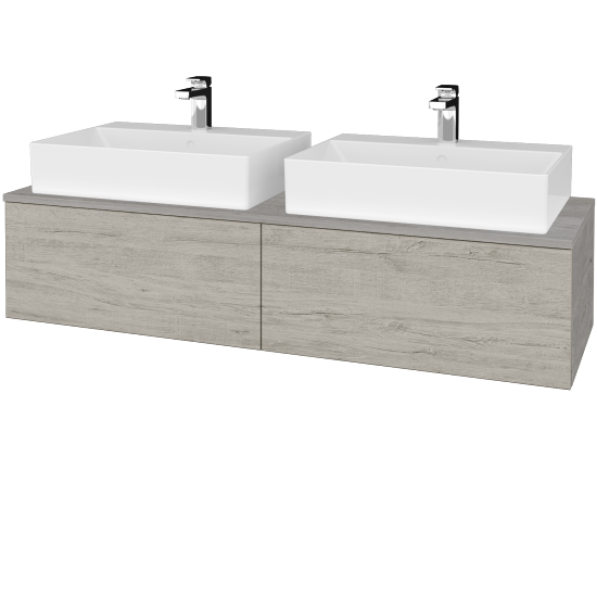 Waschtischunterschrank JOCKAM SZZ12 140 (mit Waschtisch Kube)  - D01 Beton - D05 Oregon - Nein