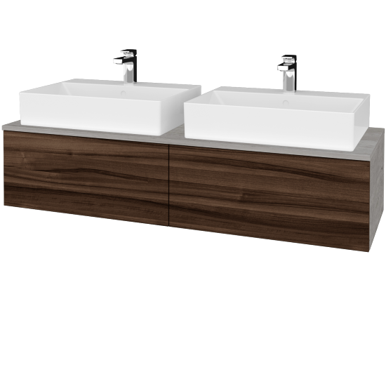 Waschtischunterschrank JOCKAM SZZ12 140 (mit Waschtisch Kube)  - D01 Beton - D06 Nussbaum - Nein