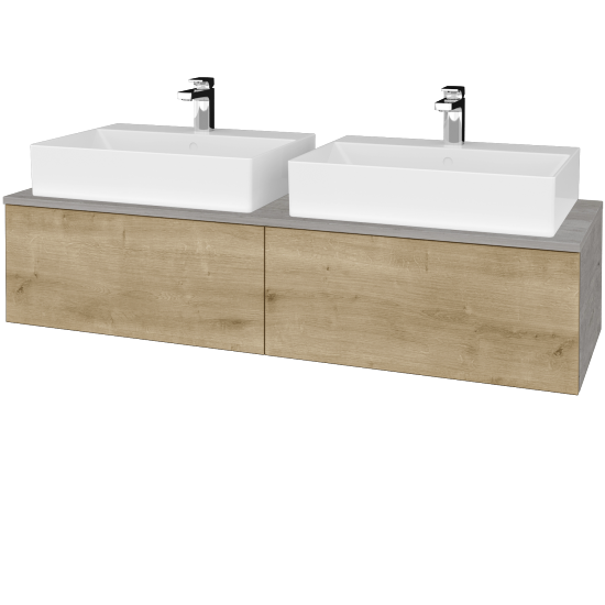 Waschtischunterschrank JOCKAM SZZ12 140 (mit Waschtisch Kube)  - D01 Beton - D09 Eiche Arlington - Nein
