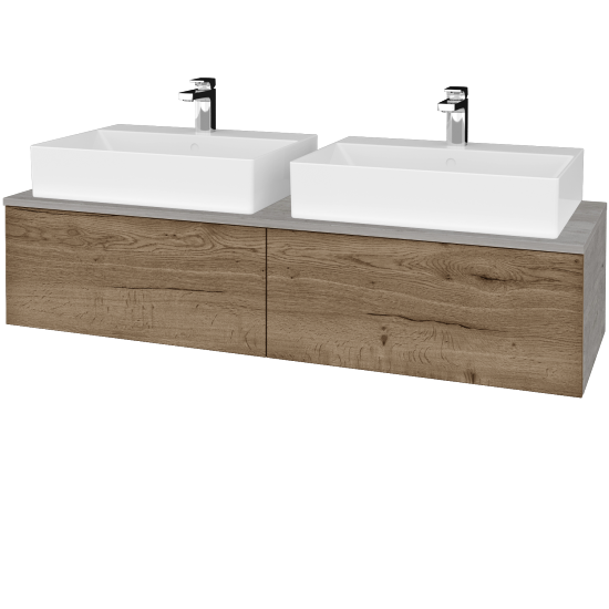 Waschtischunterschrank JOCKAM SZZ12 140 (mit Waschtisch Kube)  - D01 Beton - D21 Tobacco - Nein