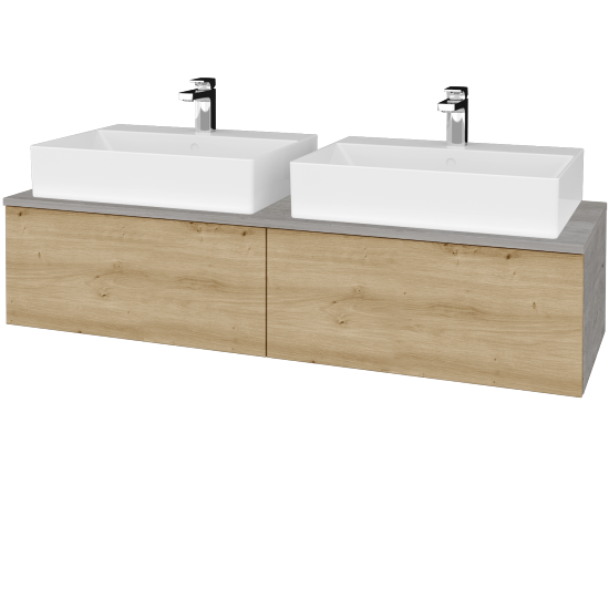 Waschtischunterschrank JOCKAM SZZ12 140 (mit Waschtisch Kube)  - D01 Beton - D22 Eiche Caramel - Nein